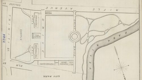 Map of Trinity College campus downtown old campus, from 1866
