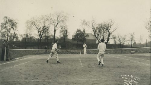 Early lawn tennis players.
