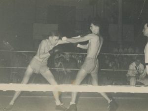 Navy V-12 boxing match at Trinity College Sports Night.
