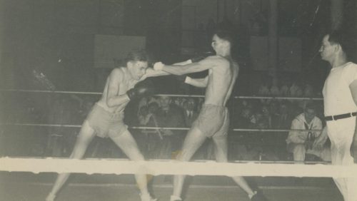 Navy V-12 boxing match at Trinity College Sports Night.
