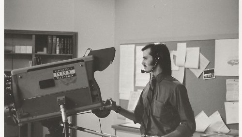 Anders Yocom '63 operating the camera for CPTV.