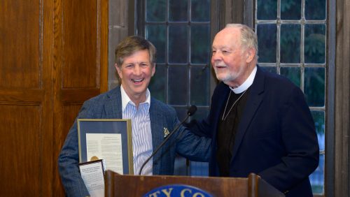 Daniel Korengold ’73, P’09, ’12, ’14, ’18, left, and Michael Schulenberg ’63.