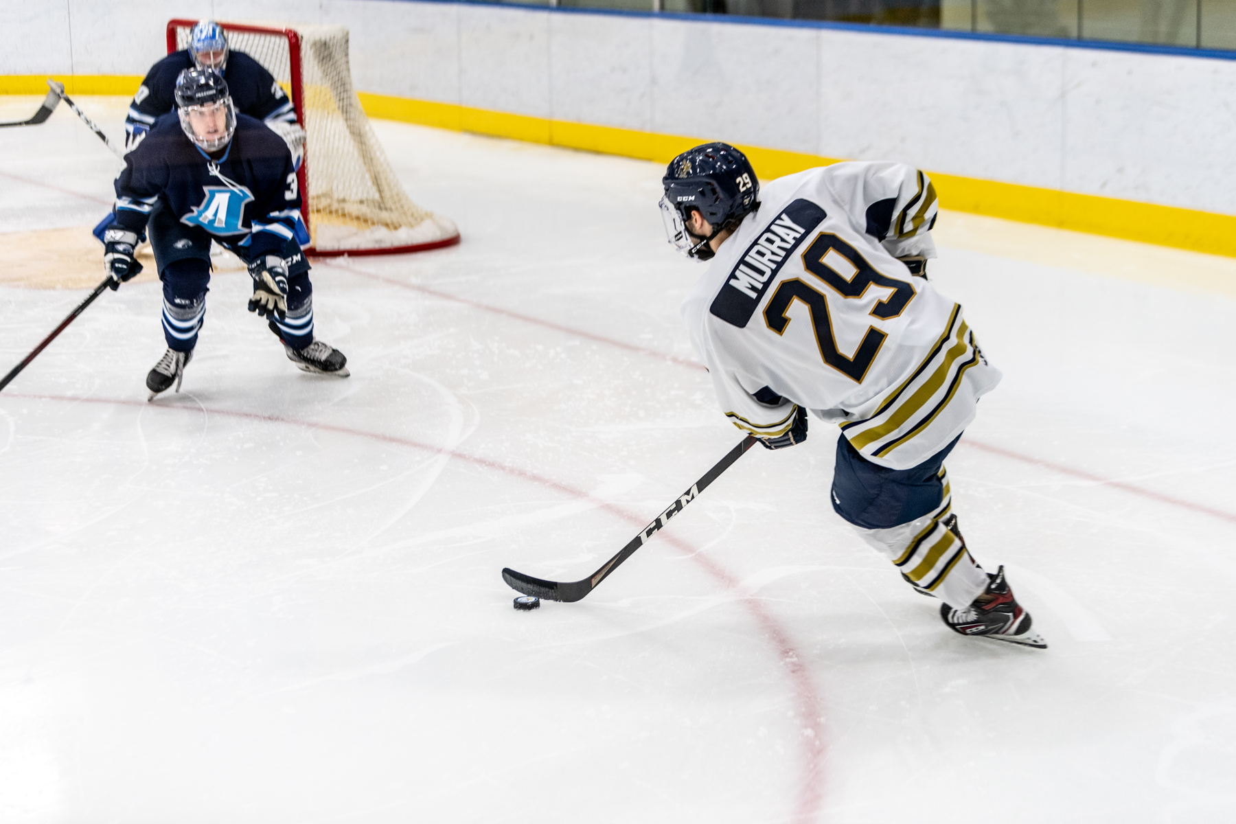 Trinity College mens Hockey player competing on ice