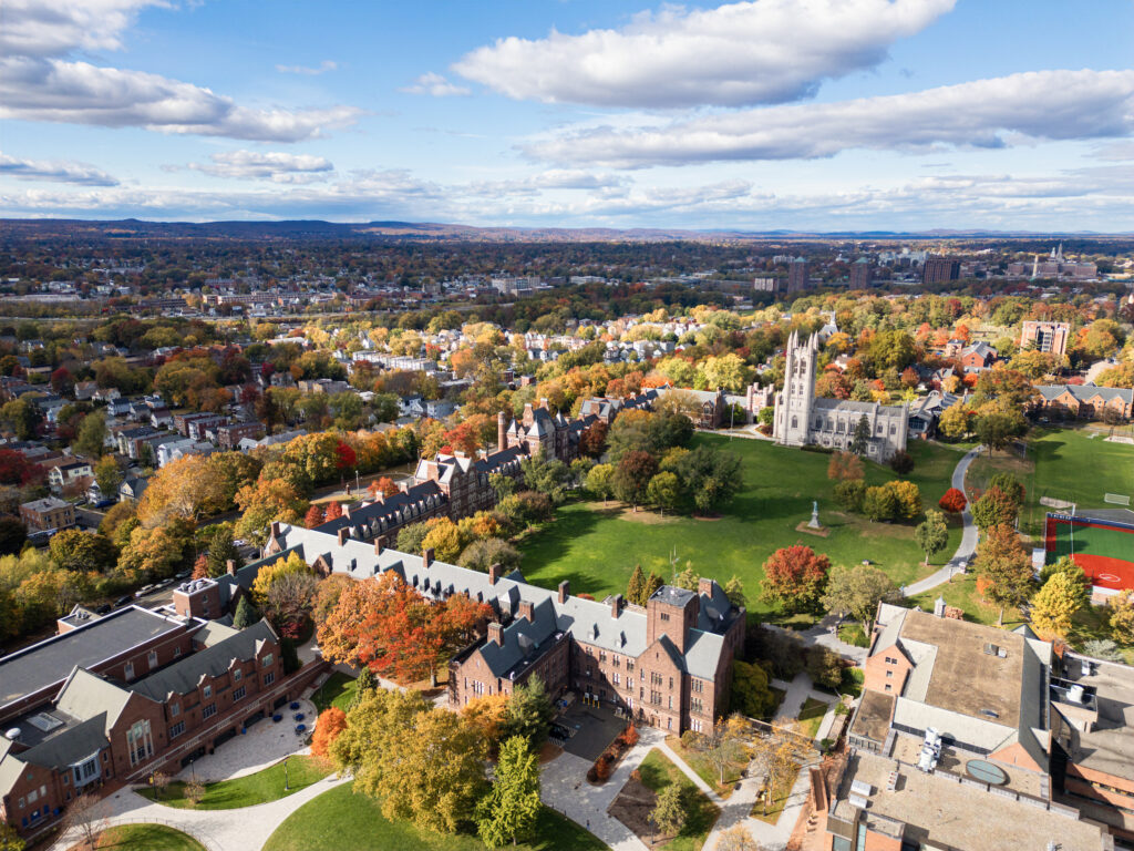 Aerial view of the center of campus