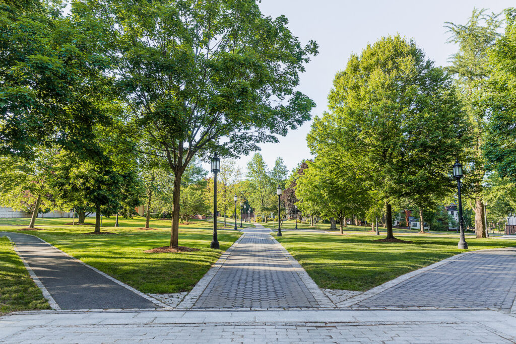 Sidewalk view to the north from Downes Memorial