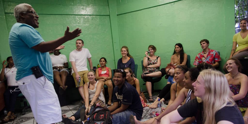 students in lecture in Trinidad