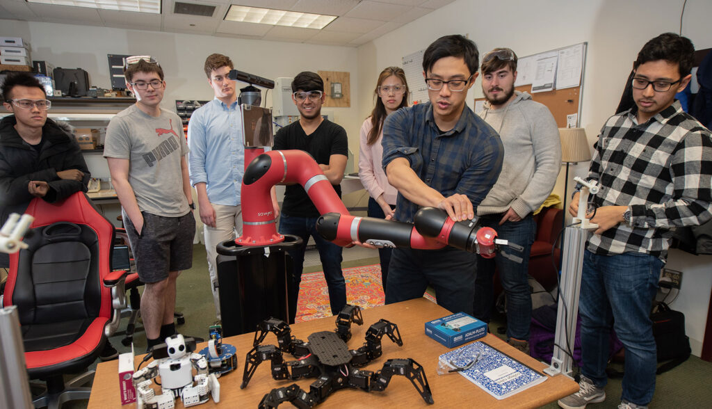 students in engineering lab