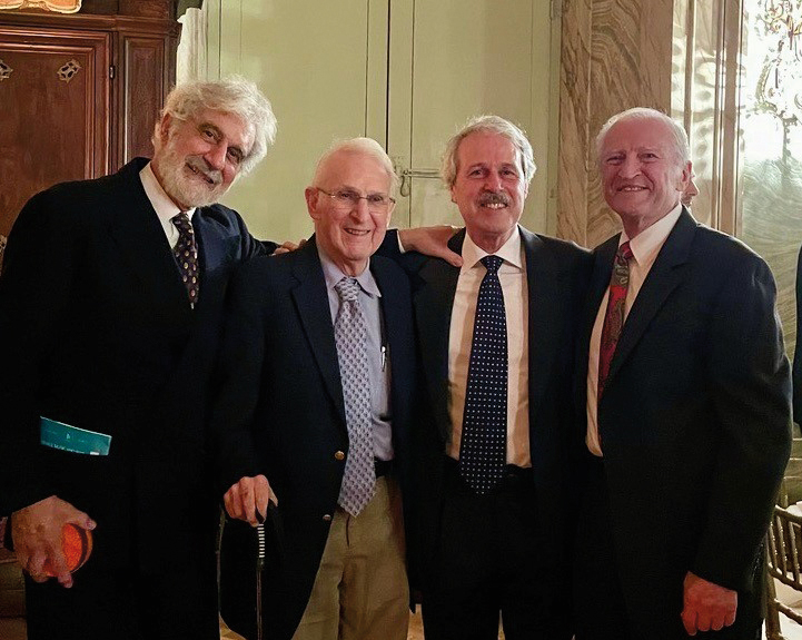 Borden W. Painter Jr. ’58, H’95, second from left, and Livio Pestilli, second from right, are flanked by Rome Campus professor Valentino Pace and Henry A. DePhillips Jr., Vernon K. Krieble Professor of Chemistry, Emeritus.