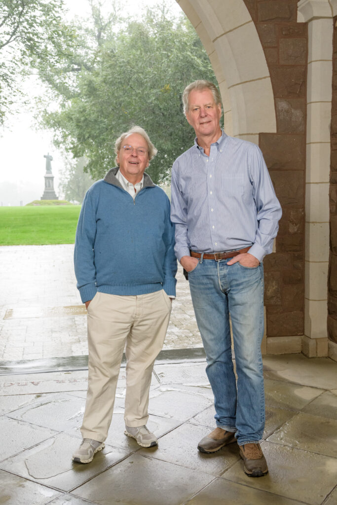 Miller and Wheelwright on campus in the Fuller archway