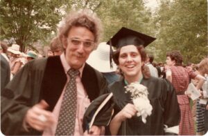 Cynthia Ogden ’83, right, with father Hugh Ogden at her Commencement