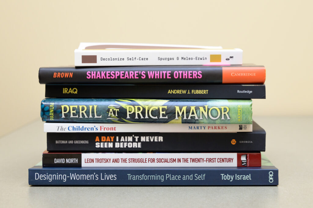 photo of books published by Trinity faculty and alumni