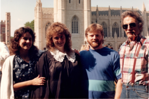 Ogden with sister Kathy IDP’90, brother David, and father Hugh at Kathy’s Commencement