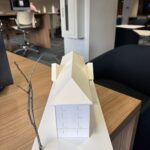 Image of final assembled Jarvis Hall model- side view.
