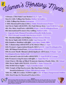 flyer showing all Women's Herstory Month events