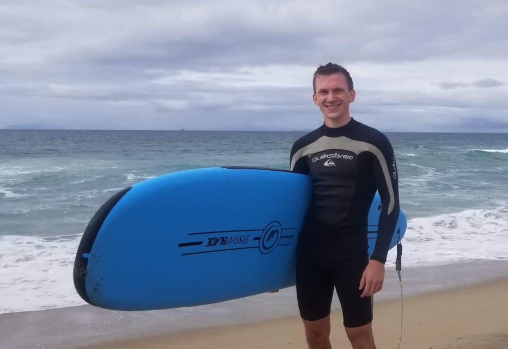 Skyler Szot ’21 surfing at Huntington Beach