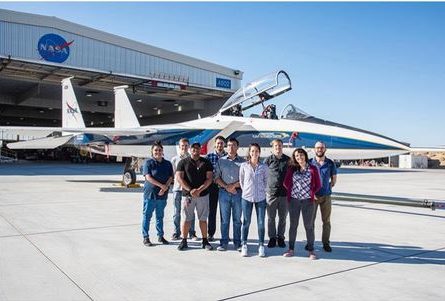 NASA interns in front of the F-15.