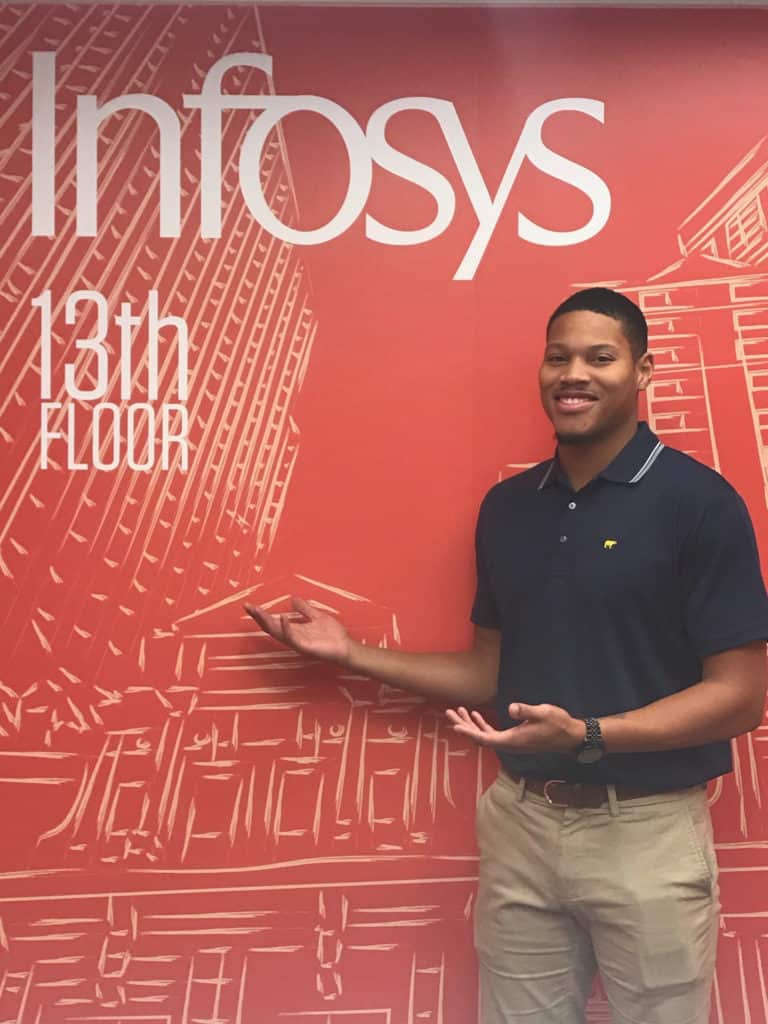 Tim Flynn ’19 is one of the Trinity alumni to be hired by Infosys and trained through the Business Analysis for Digital Transformation Program at Trinity. 