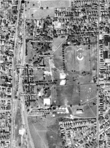 Aerial view of Trinity's campus from 1934