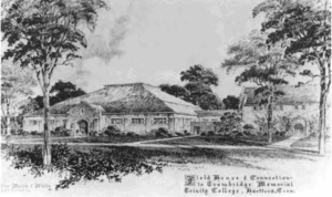 Black and white illustration of the Memorial Field House in 1948