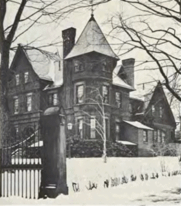 Black and white image of the president's house from the mid-1880s