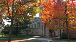 Downes Memorial Hall in fall