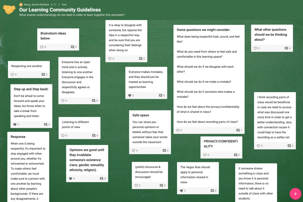 Wong remote class Padlet