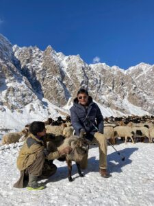Professor Hussain, right, pictured in Northern Pakistan.