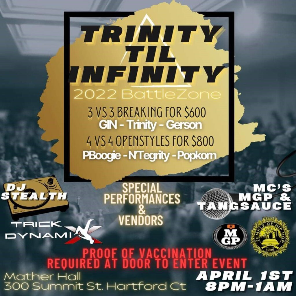 Trinity International Hip Hop Festival Trinity Til Infinity student poster