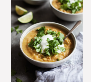 Image for savory spiced Egyptian red lentil soup recipe in "The Full Helping."