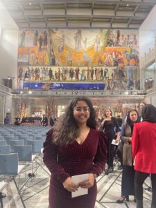 Ashira Biswas '24 in City Hall where the Nobel Peace Prize ceremony took place. (Submitted image.)