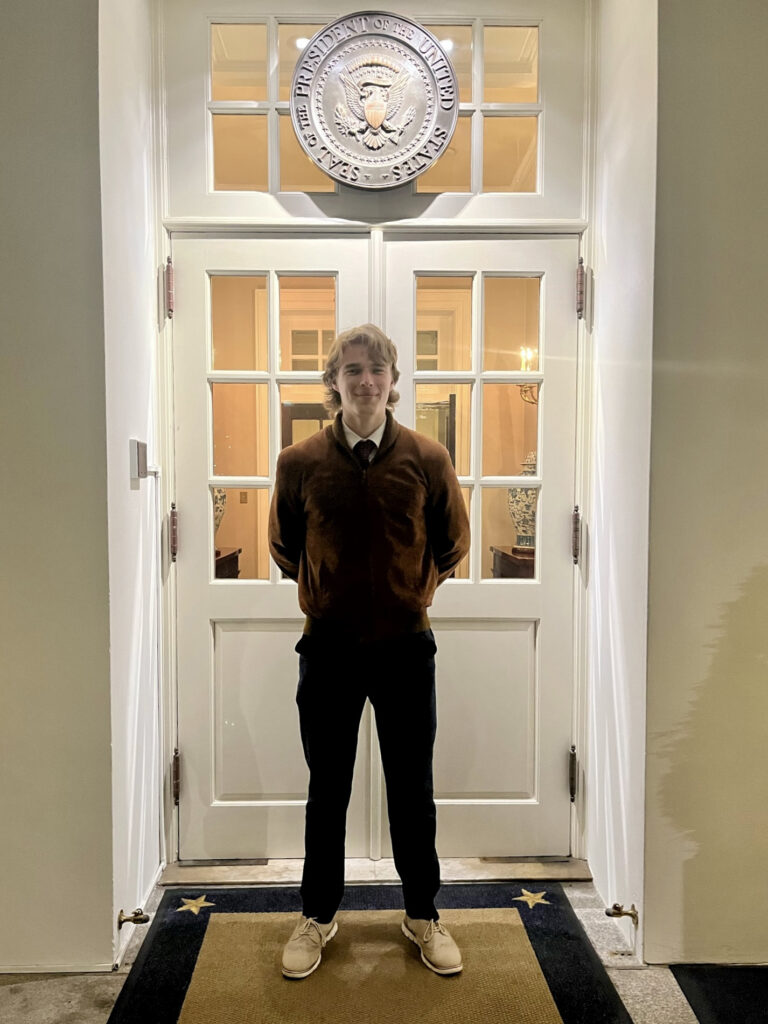 Cormac Bruce ’25 in the White House.