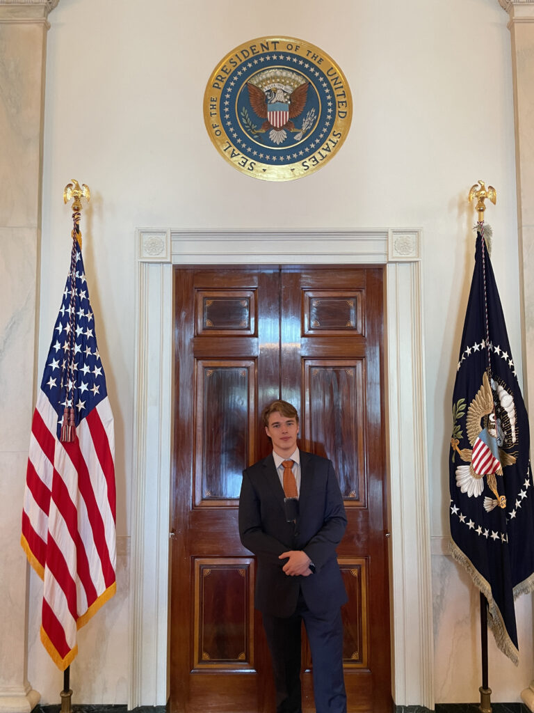 Cormac Bruce ’25 in the White House.