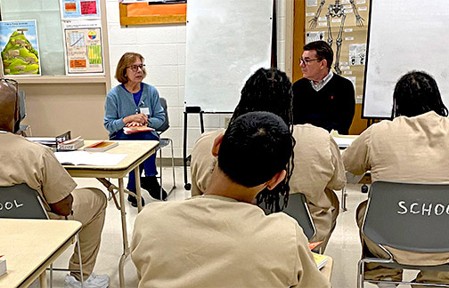 Professor of English, Emerita, Sheila M. Fisher teaches at Hartford Correctional Center with Joseph F. Lea, visiting lecturer in human rights and co-director of Trinity’s Prison Education Project.