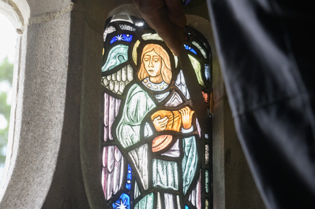 Chapel stained glass window gift from Joanne Berger-Sweeney