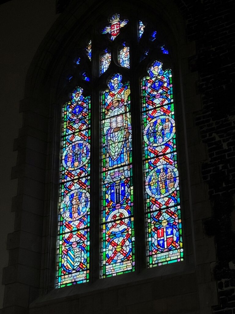 Chapel stained glass window gift from Joanne Berger-Sweeney