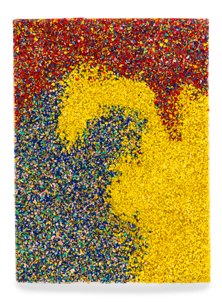 Have A Little Nepotism As A Treat, Jenny Wu, 2026. Latex paint and resin on wood panel, 24x18x2.5 inches.