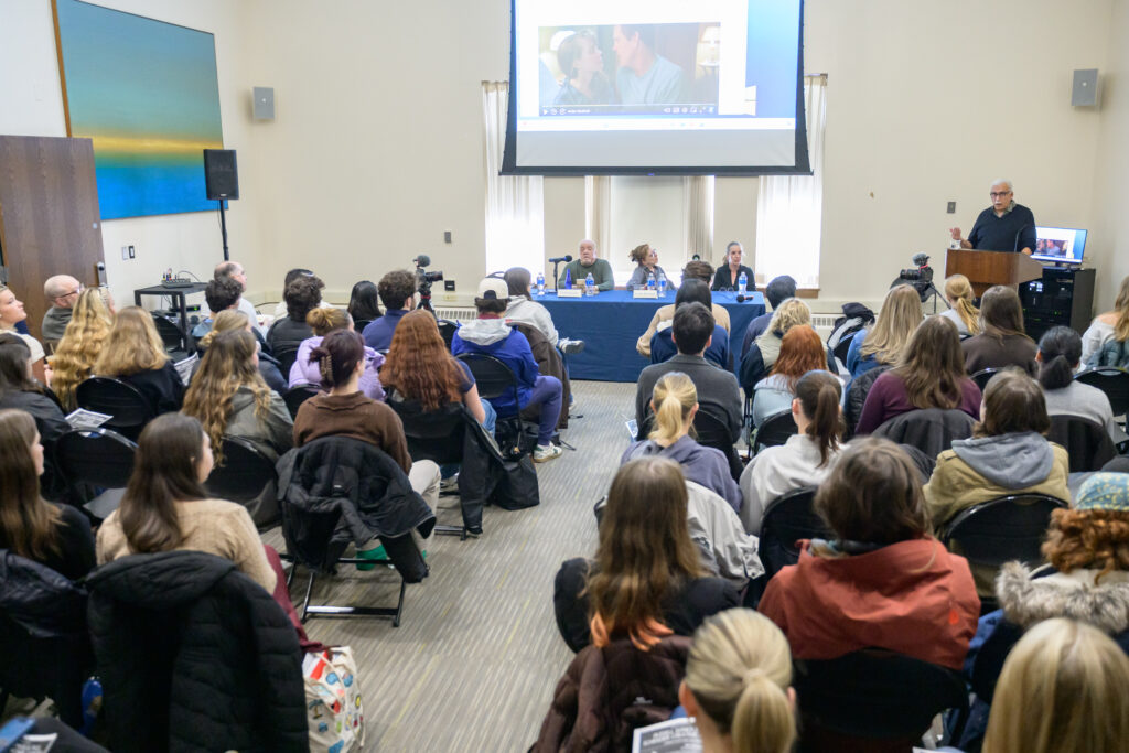 Students and other members of the Trinity community filled the Rittenberg Lounge in Mather Hall to see the panel discussion. Photo by Nick Caito.